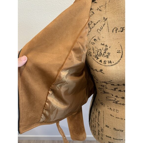 (B-202)  Women forever 21 sude Moto jacket size S Beige color‎ - Picture 8 of 8